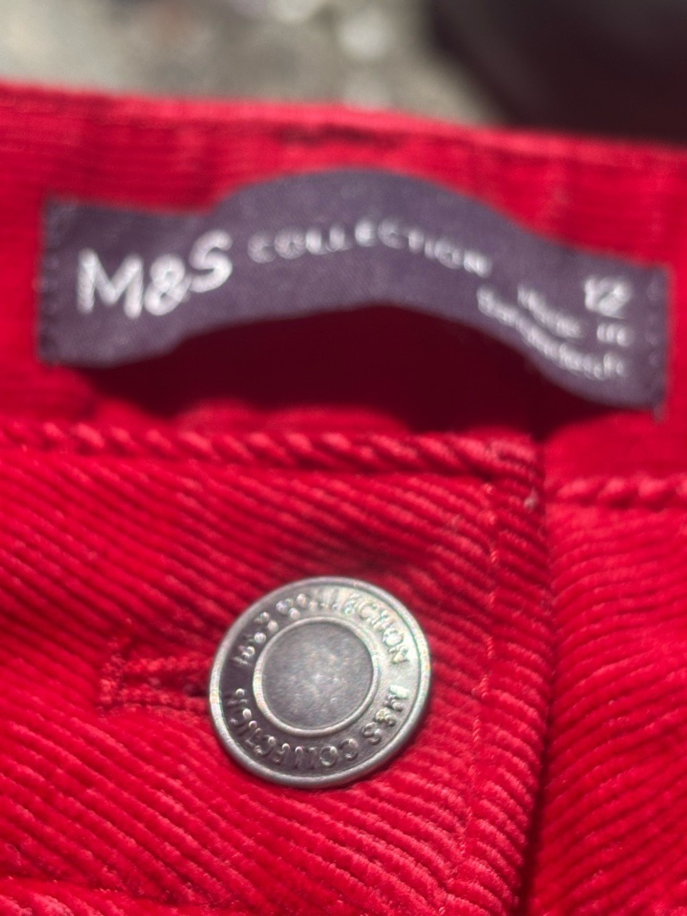 ❤️ M&S Collection Bright Red Corduroy Pants Size 8 • High Rise Straight Leg - Picture 6 of 16